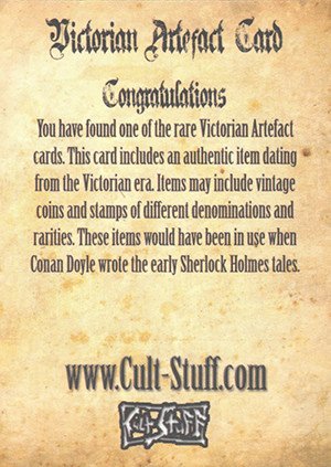 Cult-Stuff The Adventures of Sherlock Holmes Victorian Artefact Card  Silver Thrupence Coin