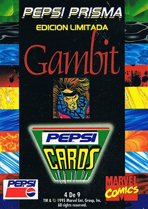 Marvel Comics Marvel Pepsi Cards Pepsi Prisma edicion limitada 4 De 9 Gambit