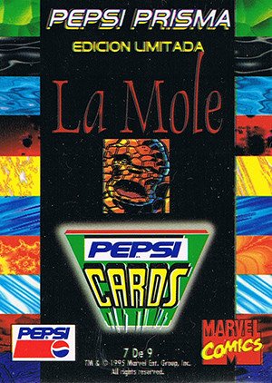 Marvel Comics Marvel Pepsi Cards Pepsi Prisma edicion limitada 7 De 9 La Mole