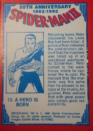 Comic Images Spider-Man II: 30th Anniversary 1962-1992 Base Card 13 A Hero Is Born