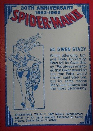 Comic Images Spider-Man II: 30th Anniversary 1962-1992 Base Card 54 Gwen Stacy