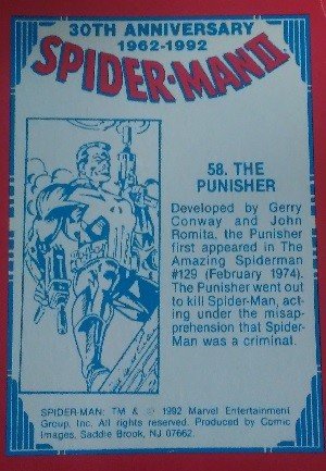 Comic Images Spider-Man II: 30th Anniversary 1962-1992 Base Card 58 The Punisher