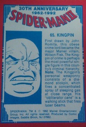 Comic Images Spider-Man II: 30th Anniversary 1962-1992 Base Card 65 Kingpin