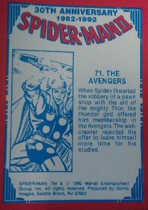 Comic Images Spider-Man II: 30th Anniversary 1962-1992 Base Card 71 The Avengers