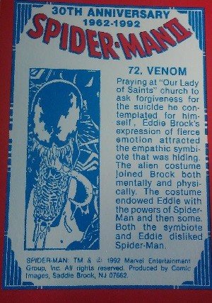 Comic Images Spider-Man II: 30th Anniversary 1962-1992 Base Card 72 Venom