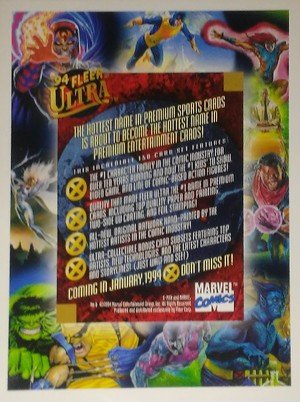 Fleer X-Men 1994 Fleer Ultra Uncut Sheets  9-card Panel (White border)