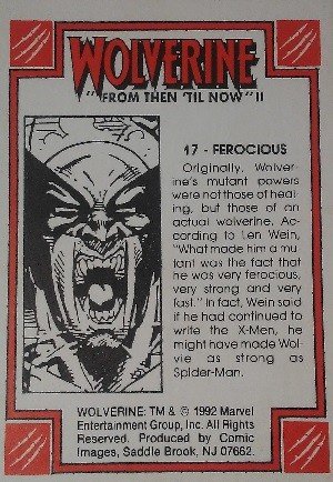 Comic Images Wolverine: From Then 'Til Now Series II Base Card 17 Ferocious