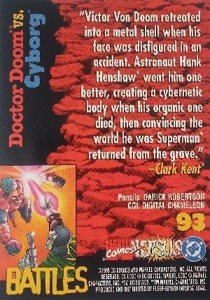 Fleer/Skybox DC versus Marvel Comics Base Card 93 Doctor Doom vs. Cyborg