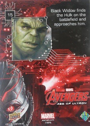 Upper Deck Marvel Avengers: Age of Ultron Base Card 15 Black Widow finds the Hulk on the battlefield and