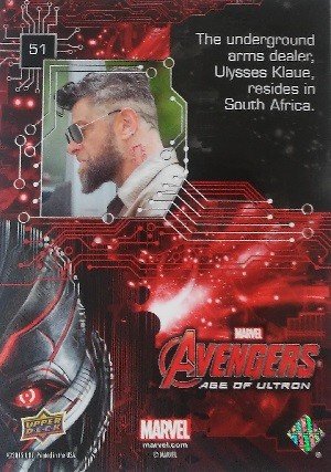 Upper Deck Marvel Avengers: Age of Ultron Base Card 51 The underground arms dealer, Ulysses Klaue, reside