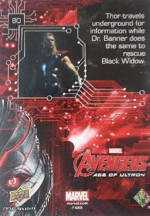 Upper Deck Marvel Avengers: Age of Ultron Base Card 80 Thor travels underground for information while Dr.