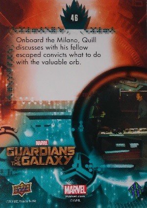 Upper Deck Guardians of the Galaxy Full Bleed Base Card 46 Onboard the Milano, Quill discusses with his f