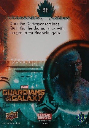 Upper Deck Guardians of the Galaxy Full Bleed Base Card 52 Drax the Destroyer reminds Quill that he did n