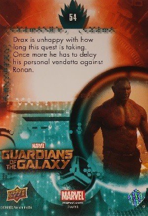 Upper Deck Guardians of the Galaxy Full Bleed Base Card 54 Drax is unhappy with how long this quest is ta