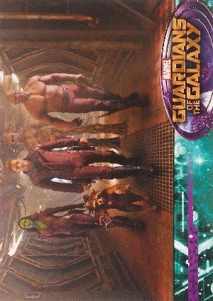 Upper Deck Guardians of the Galaxy Full Bleed Base Card 69 Quill persuades Gamora, Rocket, Groot and Drax