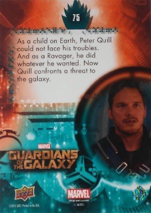 Upper Deck Guardians of the Galaxy Full Bleed Base Card 75 As a child on Earth, Peter Quill could not fac