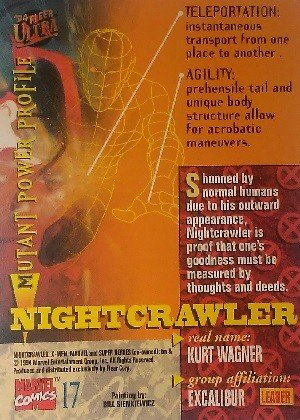 Fleer X-Men 1994 Fleer Ultra Base Card 17 Nightcrawler