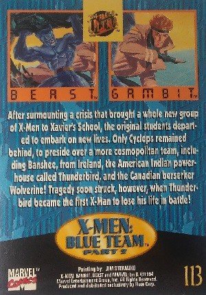 Fleer X-Men 1994 Fleer Ultra Base Card 113 Beast, Gambit