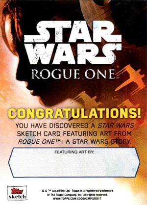 Topps Rogue One: A Star Wars Story Series 1 Sketch Card  Tina Berardi