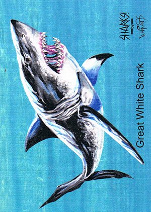 Attic Cards Sharks! Linen Base Card 4L Great White Shark