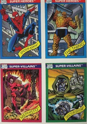 Impel Marvel Universe I Uncut  4-card (Thing, Spider-Man, Dr. Doom, Mephisto)