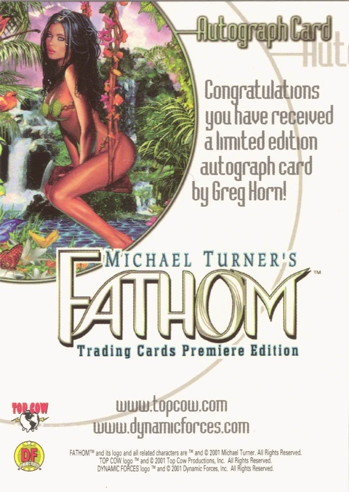 Dynamic Forces Fathom Autograph Card  Greg Horn