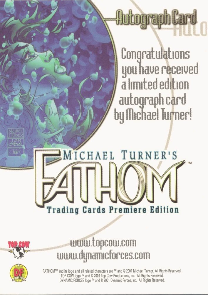 Dynamic Forces Fathom Autograph Card  Michael Turner