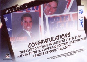 Rittenhouse Archives Heroes Archives Relic Card  Nathan Petrelli Campaign Poster (#'d to 375)