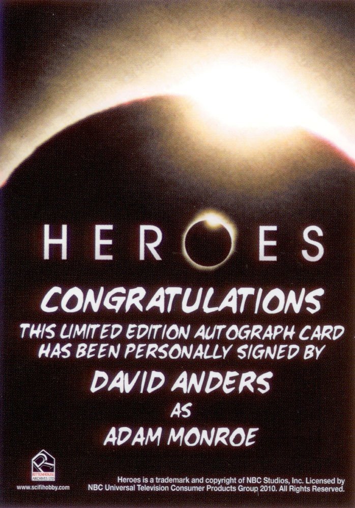 Rittenhouse Archives Heroes Archives Autograph Card  David Anders as Adam Monroe