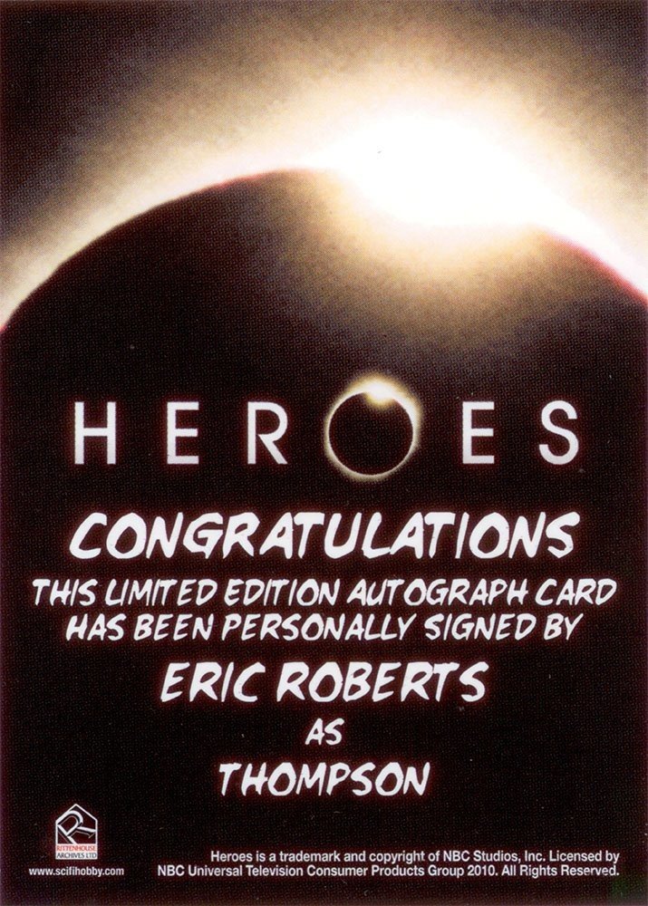 Rittenhouse Archives Heroes Archives Autograph Card  Eric Roberts as Thompson (6 cases)