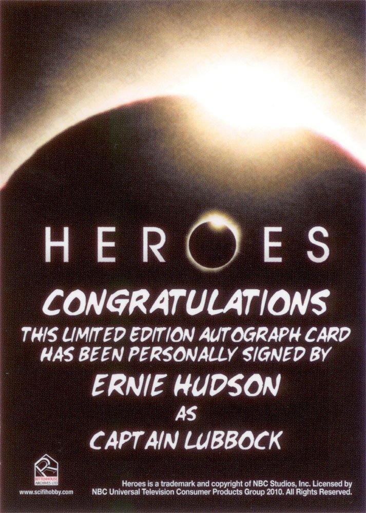 Rittenhouse Archives Heroes Archives Autograph Card  Ernie Hudson as Captain Lubbock