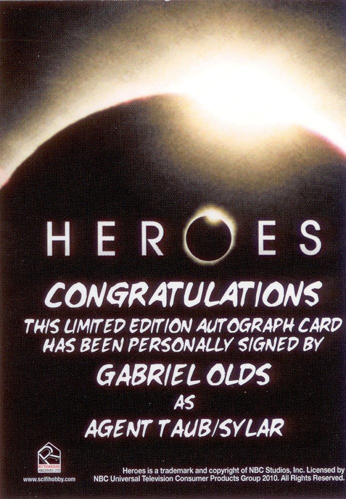Rittenhouse Archives Heroes Archives Autograph Card  Gabriel Olds as Agent Taub/Sylar