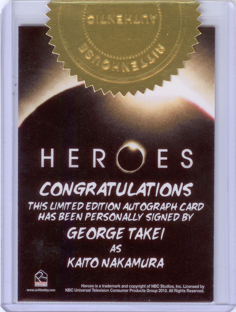 Rittenhouse Archives Heroes Archives Autograph Card  George Takei as Kaito Nakamura (3 cases)