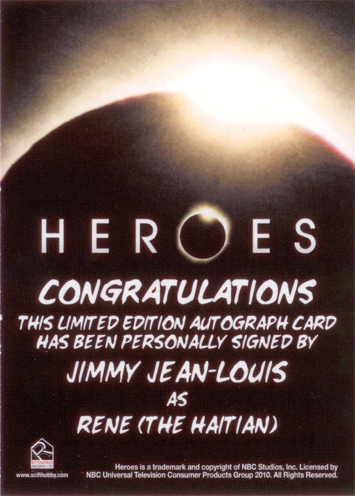 Rittenhouse Archives Heroes Archives Autograph Card  Jimmy Jean-Louis as Rene (The Haitian)