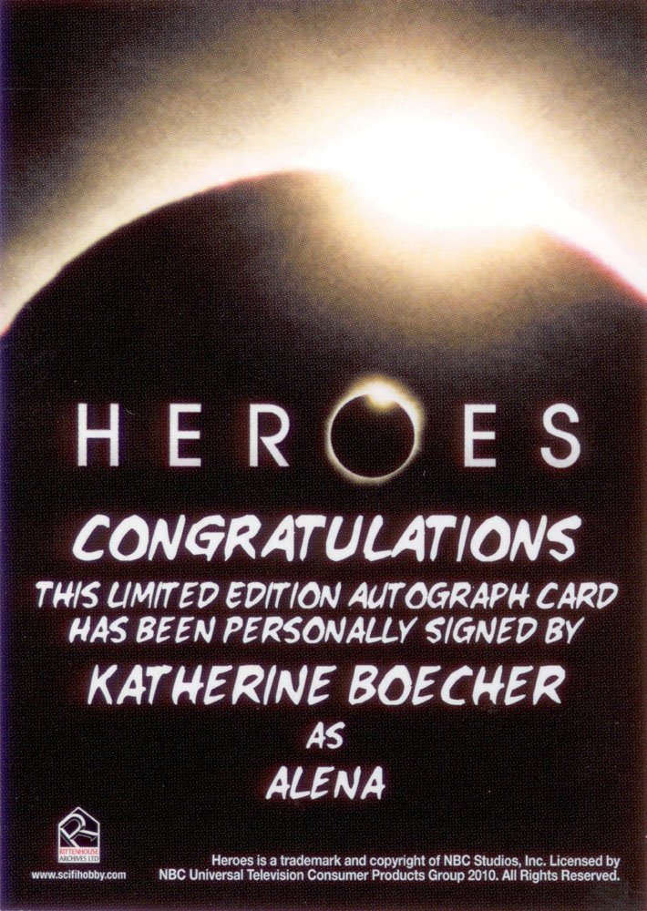 Rittenhouse Archives Heroes Archives Autograph Card  Katherine Boecher as Alena