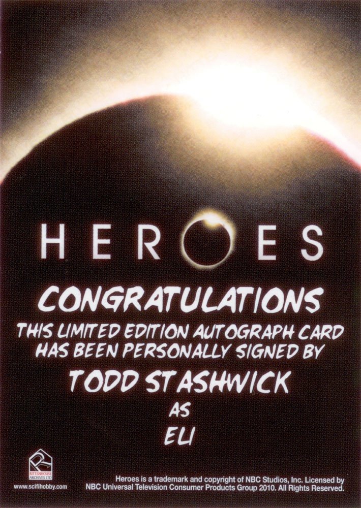 Rittenhouse Archives Heroes Archives Autograph Card  Todd Stashwick as Eli
