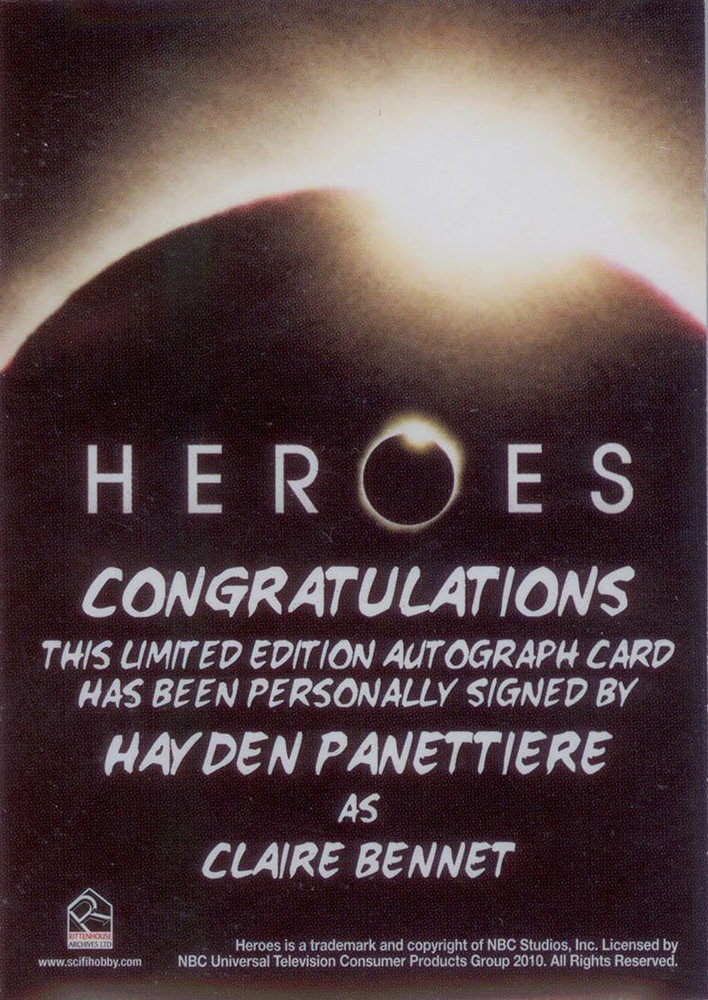 Rittenhouse Archives Heroes Archives Autograph Card  Hayden Panettiere as Claire Bennet