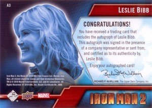 Upper Deck Iron Man 2 Autograph Card A3 Leslie Bibb