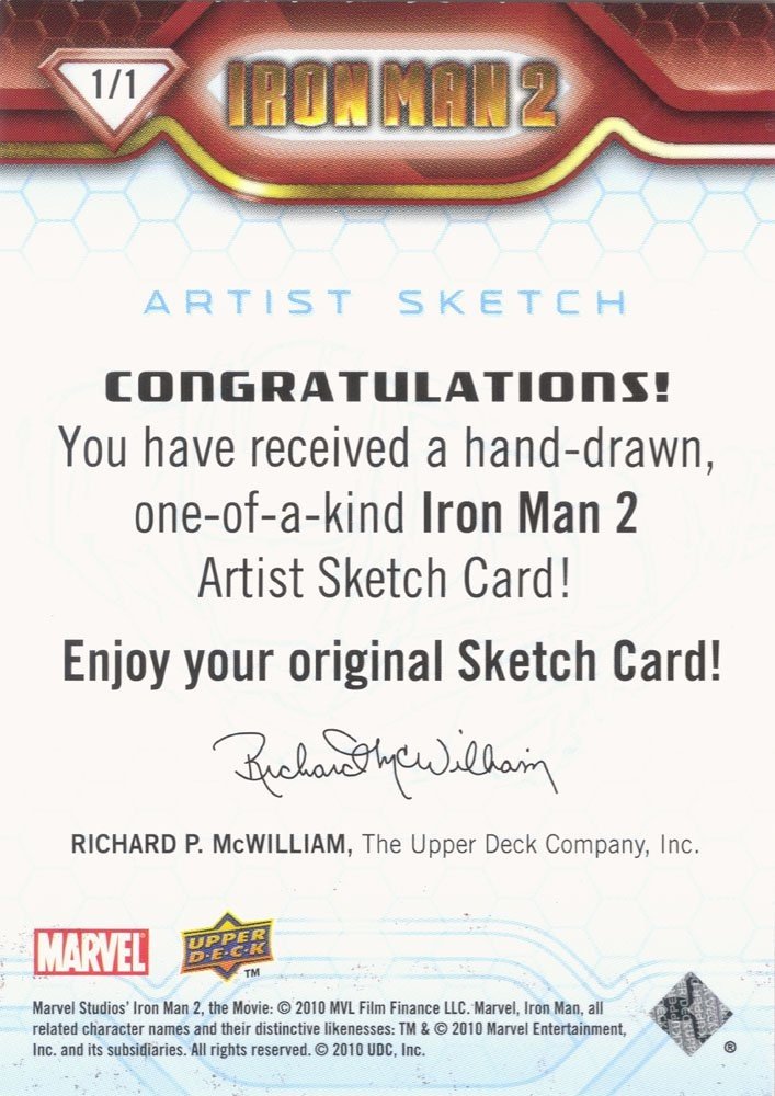 Upper Deck Iron Man 2 Artist Sketch Card  Shawn Martinbrough