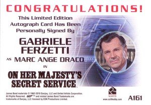 Rittenhouse Archives James Bond: Heroes and Villains Autograph Card A161 Gabriele Ferzetti as Marc Ange Draco in On Her Majesty's Secret Service
