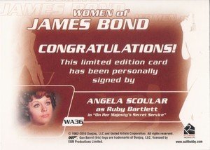 Rittenhouse Archives James Bond: Heroes and Villains Autograph Card WA36 Angela Scoular as Ruby Bartlett in On Her Majesty's Secret Service