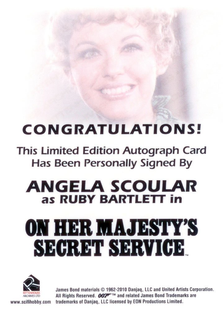 Rittenhouse Archives James Bond: Heroes and Villains Autograph Card  Angela Scoular as Ruby Bartlett in On Her Majesty's Secret Service