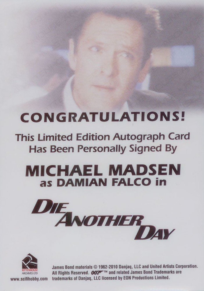 Rittenhouse Archives James Bond: Mission Logs Autograph Card  Michael Madsen as Falco in Die Another Day