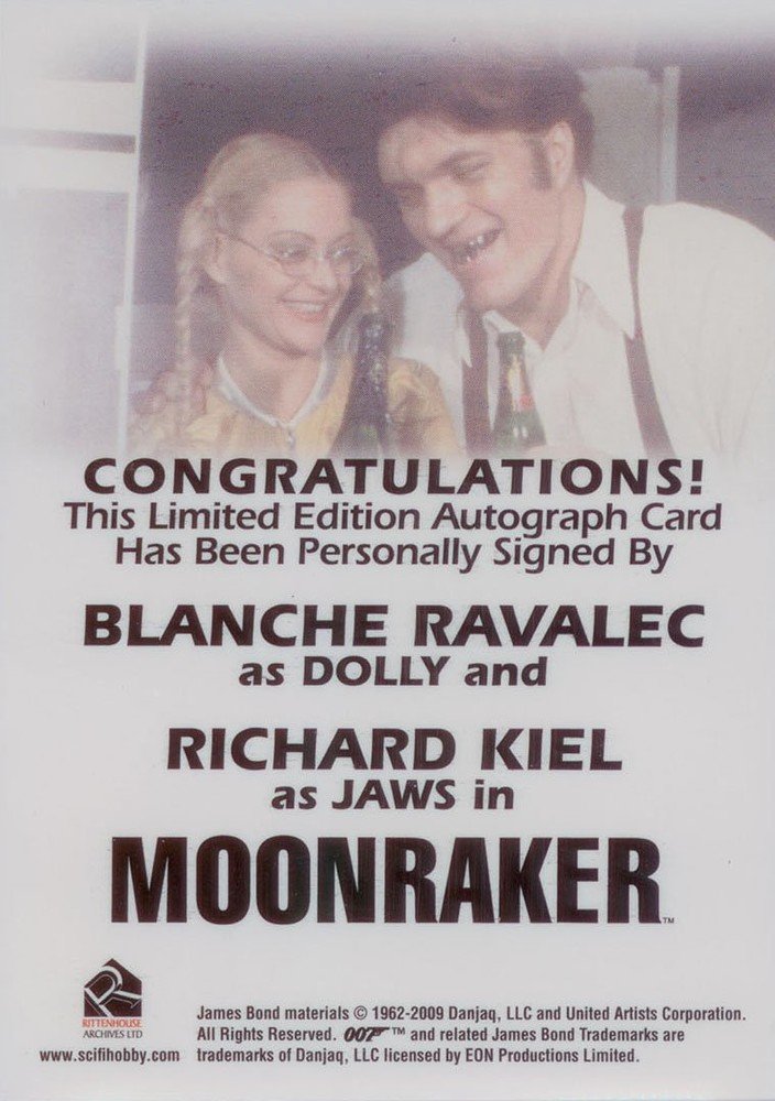 Rittenhouse Archives James Bond: Mission Logs Autograph Card  Blanche Ravalec/Richard Kiel as Dolly/Jaws in Moonraker