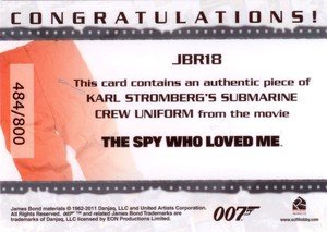 Rittenhouse Archives James Bond: Mission Logs Relic Card JBR18 Karl Stromberg's Submarine Crew Uniform in The Spy Who Loved Me
