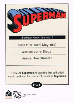 Rittenhouse Archives DC Legacy First Title Covers FC1 Superman Issue 1
