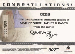 Rittenhouse Archives James Bond Archives Relic Card QC09 Mathis' Shirt, Jacket & Pants - Triple Costume (900)