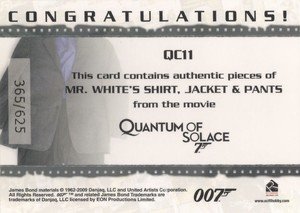 Rittenhouse Archives James Bond Archives Relic Card QC11 Mr. White's Shirt, Jacket & Pants - Triple Costume (625)