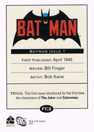 Rittenhouse Archives DC Legacy First Title Covers FC2 Batman Issue 1