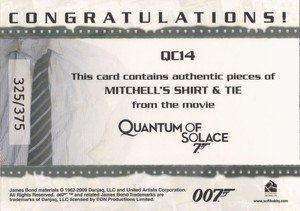Rittenhouse Archives James Bond Archives Relic Card QC14 Mitchell's Shirt & Tie - Dual Costume (375)